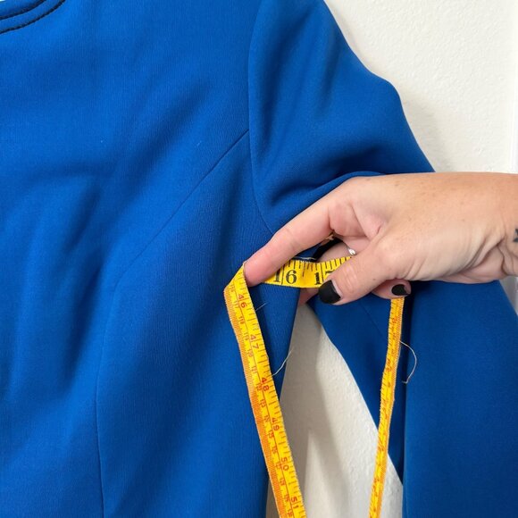 Vintage Retro Blue Long-Sleeve Dress / Jacket By Korean Dress Maker Size M - Picture 8 of 10